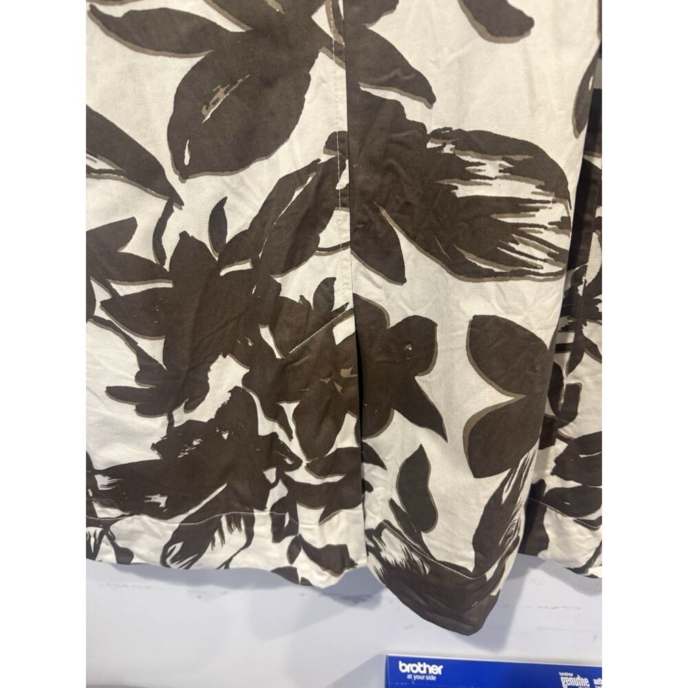New York & Company Ivory Brown Floral 3/4 Sleeve Snap Front Jacket Coat Size XL - Picture 8 of 14